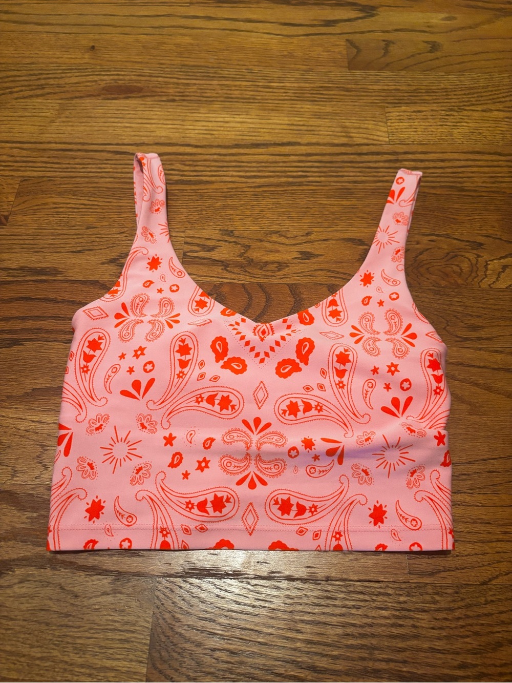 Pink Paisley-Print Crop Tank Top